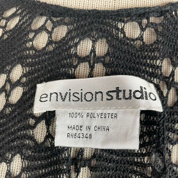 Envision Studio Black Loose Knit Cardigan Sweater Wrap One Size Fits All EUC - Picture 7 of 7